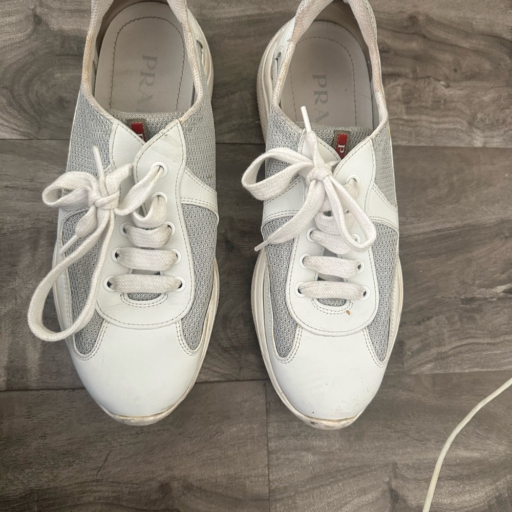 Prada Women's White and Gray Sneakers